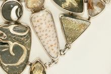 Load image into Gallery viewer, Fossilized Dendrite Crystal & Palm Multi-Stone Bezel Necklace