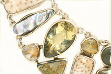 Load image into Gallery viewer, Fossilized Dendrite Crystal & Palm Multi-Stone Bezel Necklace