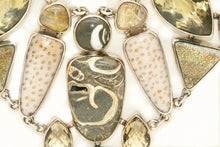 Load image into Gallery viewer, Fossilized Dendrite Crystal & Palm Multi-Stone Bezel Necklace