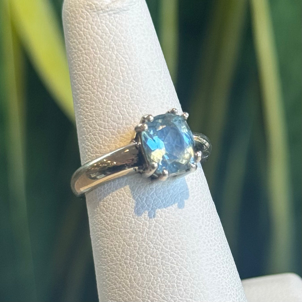 DS Cushion Aquamarine Prong Set Ring