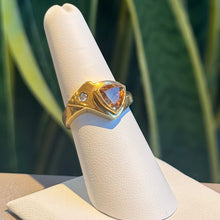 Load image into Gallery viewer, DS Trillion Cut Precious Topaz Gold Ring
