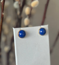 Load image into Gallery viewer, DS Large Lapis Bezel Set Studs
