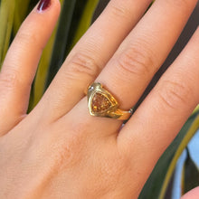 Load image into Gallery viewer, DS Trillion Cut Precious Topaz Gold Ring
