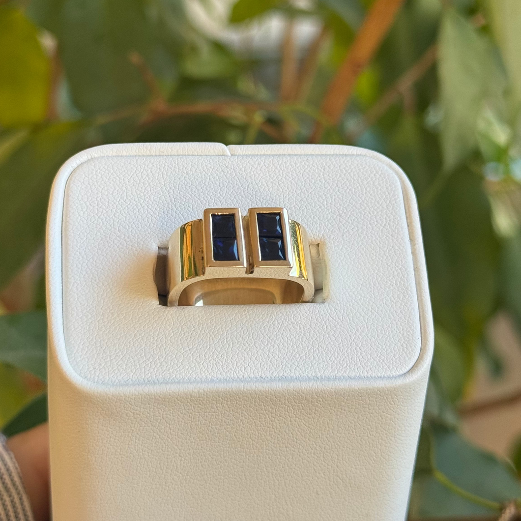 DS Sapphire Double Channel Gold Ring