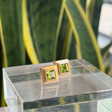 Load image into Gallery viewer, DS Square Bezel Set Peridot Earrings
