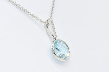 Load image into Gallery viewer, Blue Topaz Checkerboard &amp; Diamond Pendant

