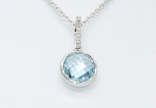 Load image into Gallery viewer, Blue Topaz Checkerboard &amp; Diamond Pendant
