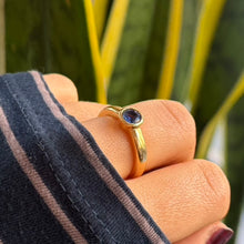 Load image into Gallery viewer, DS Ceylon Sapphire Bezel Set Gold Ring
