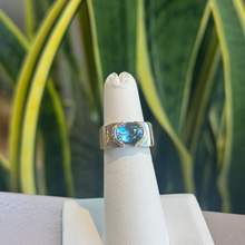 Load image into Gallery viewer, DS Oval Aquamarine Partial Bezel Ring
