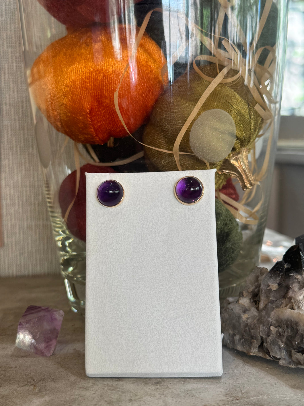 DS Large Amethyst Bezel Set Studs