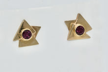 Load image into Gallery viewer, DS Rhodolite Garnet Tri Triangle Studs
