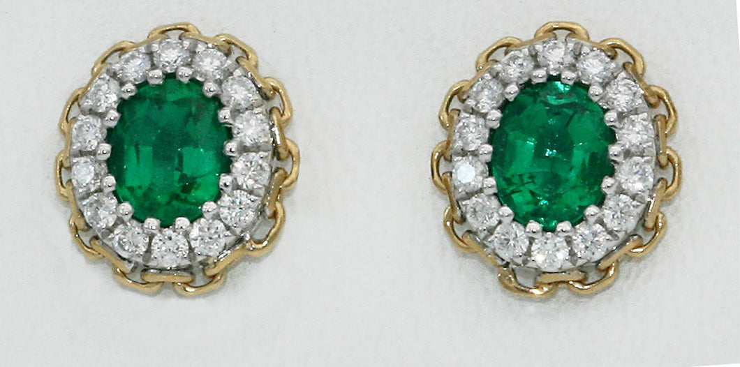 Emerald and Diamond stud earrings