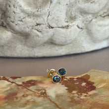 Load image into Gallery viewer, DS London Blue Topaz Small Bezel Set Studs
