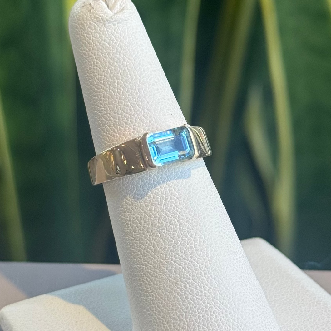 DS Aquamarine Partial Bezel Ring