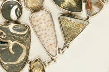 Load image into Gallery viewer, Fossilized Dendrite Crystal &amp; Palm Multi-Stone Bezel Necklace

