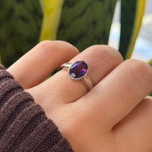 Load image into Gallery viewer, DS Oval Amesthyst Bezel Set Sterling Silver Ring
