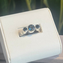 Load image into Gallery viewer, DS London Blue Topaz Triple Bezel Sterling Silver Ring

