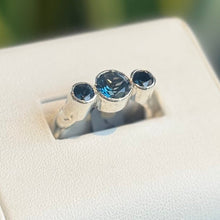 Load image into Gallery viewer, DS London Blue Topaz Triple Bezel Sterling Silver Ring
