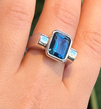 Load image into Gallery viewer, DS Emerald-Cut London Blue Topaz Sterling Silver Ring
