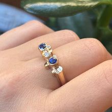Load image into Gallery viewer, DS Diamond and Sapphire Stacked Bezels Ring

