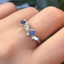 Load image into Gallery viewer, DS Diamond and Sapphire Stacked Bezels Ring

