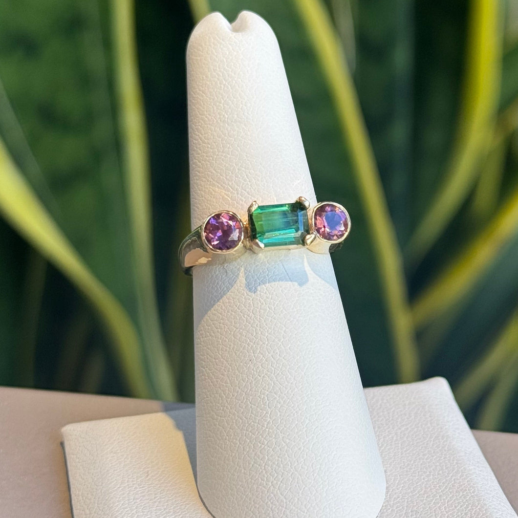 DS Pink and Green Tourmaline Ring