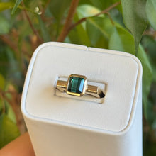 Load image into Gallery viewer, DS Square Green Tourmaline Bezel Set Ring

