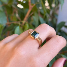 Load image into Gallery viewer, DS Square Green Tourmaline Bezel Set Ring

