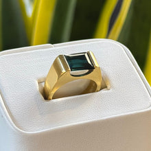 Load image into Gallery viewer, DS Blue-Green Tourmaline Channel Set Ring
