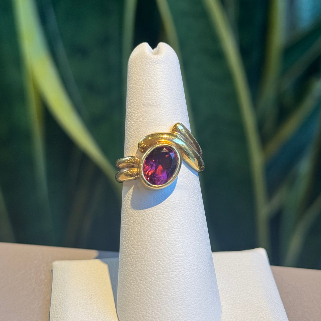 DS Bezel-Set Oval Pink Tourmaline Ring