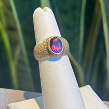 Load image into Gallery viewer, DS Pink Tourmaline Bezel Set in Textured Band
