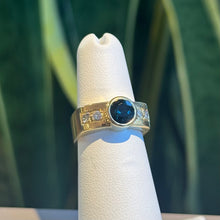 Load image into Gallery viewer, DS Blue-Green Tourmaline and Diamond Soft Square Ring
