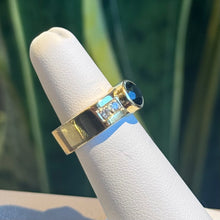 Load image into Gallery viewer, DS Blue-Green Tourmaline and Diamond Soft Square Ring
