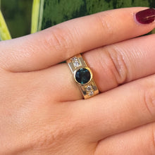 Load image into Gallery viewer, DS Blue-Green Tourmaline and Diamond Soft Square Ring
