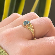 Load image into Gallery viewer, DS Blue Zircon Partial Bezel Gold Ring
