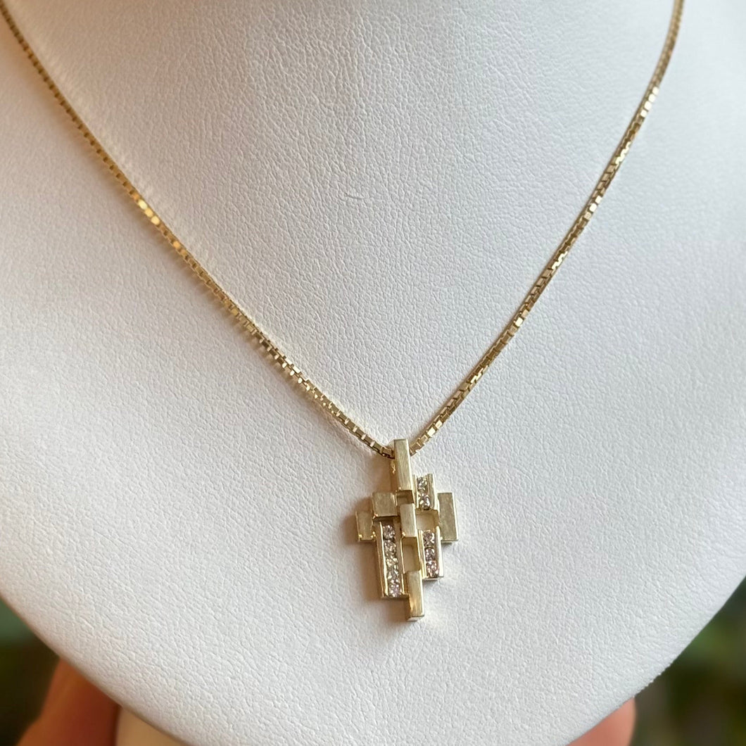 DS Bar and Diamond Geometric Pendant