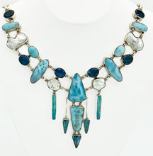 Load image into Gallery viewer, Larimar, London Blue Topaz, Pearl &amp; Turquoise Necklace

