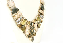 Load image into Gallery viewer, Fossilized Dendrite Crystal &amp; Palm Multi-Stone Bezel Necklace
