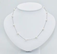 Load image into Gallery viewer, &quot;Tin cup&quot; Freshwater Pearl Necklace, 14K white gold, 16&quot;.
