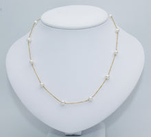 Load image into Gallery viewer, &quot;Tin cup&quot; Freshwater Pearl Necklace, 14K yellow gold, 16&quot;.
