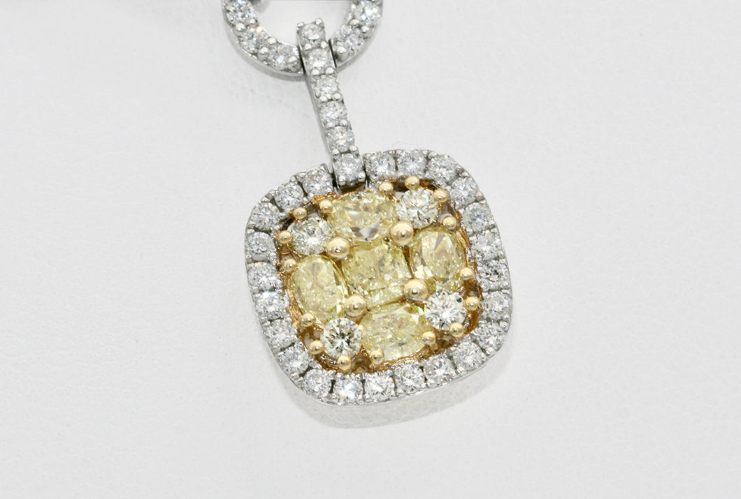 Yellow Diamond Cluster Necklace