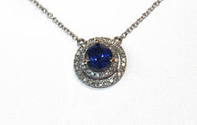 Load image into Gallery viewer, Sapphire and diamond accent necklace in 14k white gold
