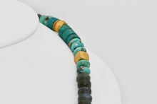 Load image into Gallery viewer, Labradorite, Chrysocolla, &amp; Turquoise 22K yellow gold accent bead necklace
