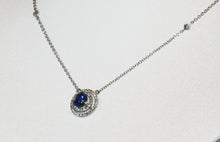 Load image into Gallery viewer, Sapphire and diamond accent necklace in 14k white gold
